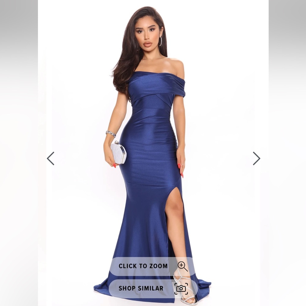 Fashion Nova Strapless Royal Blue Dress